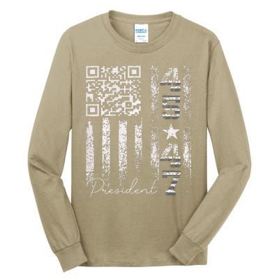 Funny Qr Scan Me President 4547 Trump Dancing Code Tall Long Sleeve T-Shirt