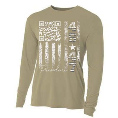 Funny Qr Scan Me President 4547 Trump Dancing Code Cooling Performance Long Sleeve Crew