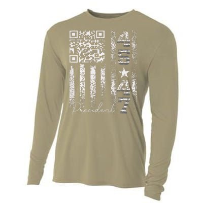 Funny Qr Scan Me President 4547 Trump Dancing Code Cooling Performance Long Sleeve Crew