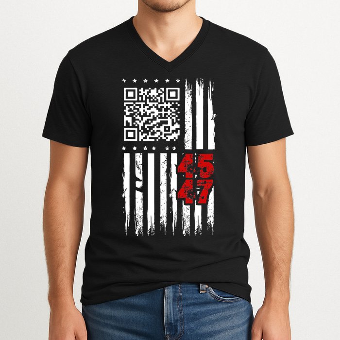 Funny Qr Scan Code Jokes Humor Hidden Message Sarcastic V-Neck T-Shirt