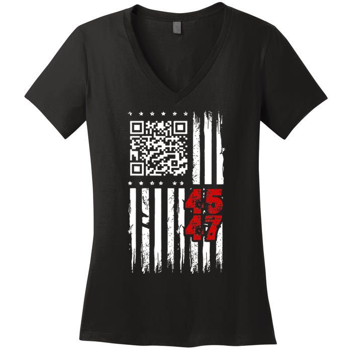 Funny Qr Scan Code Jokes Humor Hidden Message Sarcastic Women's V-Neck T-Shirt