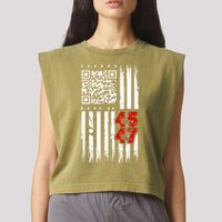 Funny Qr Scan Code Jokes Humor Hidden Message Sarcastic Garment-Dyed Women's Muscle Tee