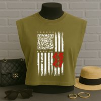 Funny Qr Scan Code Jokes Humor Hidden Message Sarcastic Garment-Dyed Women's Muscle Tee