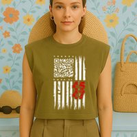 Funny Qr Scan Code Jokes Humor Hidden Message Sarcastic Garment-Dyed Women's Muscle Tee