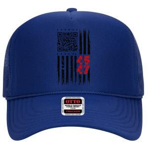 Funny Qr Scan Code Jokes Humor Hidden Message Sarcastic High Crown Mesh Back Trucker Hat