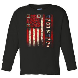 Funny Qr Scan Me President Trump 4547 Trump Dancing Code Toddler Long Sleeve Shirt