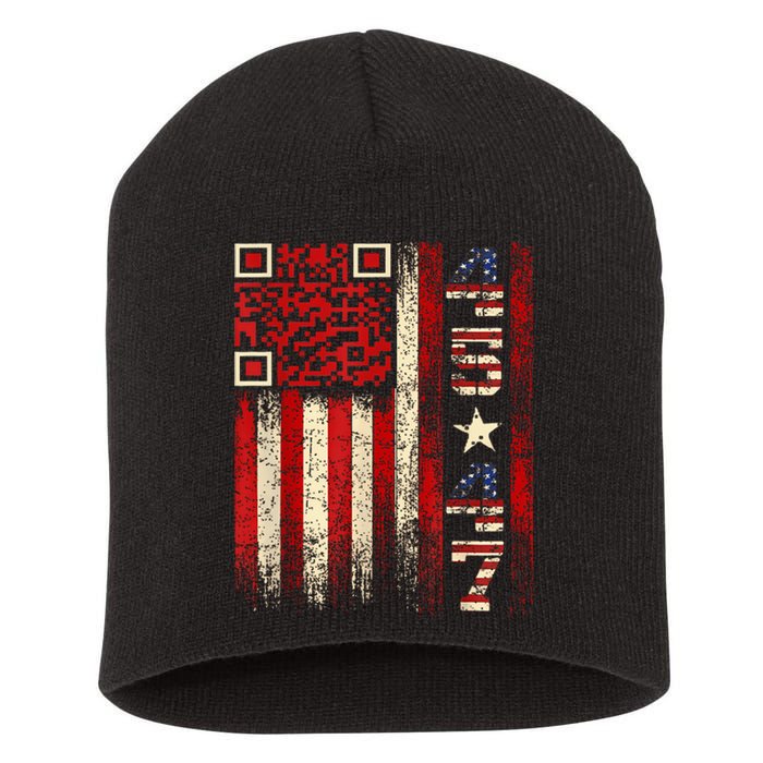 Funny Qr Scan Me President Trump 4547 Trump Dancing Code Short Acrylic Beanie