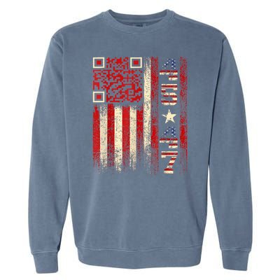 Funny Qr Scan Me President Trump 4547 Trump Dancing Code Garment-Dyed Sweatshirt