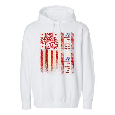 Funny Qr Scan Me President Trump 4547 Trump Dancing Code Garment-Dyed Fleece Hoodie