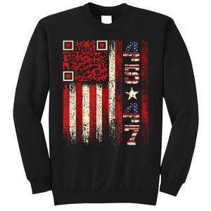 Funny Qr Scan Me President Trump 45/47 Trump Dancing Code Sweatshirt