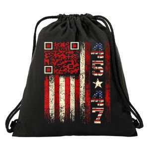 Funny Qr Scan Me President Trump 45/47 Trump Dancing Code Drawstring Bag