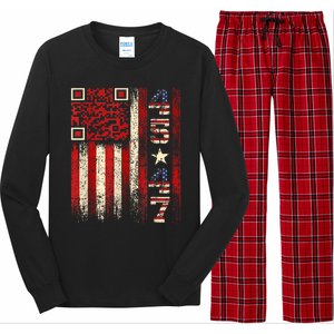 Funny Qr Scan Me President Trump 45/47 Trump Dancing Code Long Sleeve Pajama Set