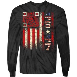 Funny Qr Scan Me President Trump 45/47 Trump Dancing Code Tie-Dye Long Sleeve Shirt