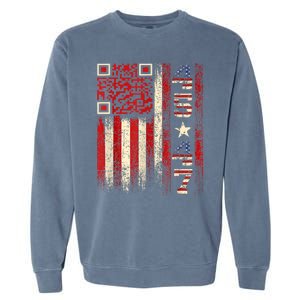 Funny Qr Scan Me President Trump 45/47 Trump Dancing Code Garment-Dyed Sweatshirt