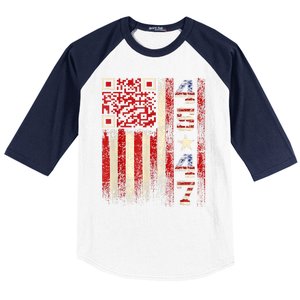 Funny Qr Scan Me President Trump 45/47 Trump Dancing Code Baseball Sleeve Shirt