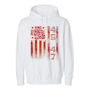 Funny Qr Scan Me President Trump 45/47 Trump Dancing Code Garment-Dyed Fleece Hoodie