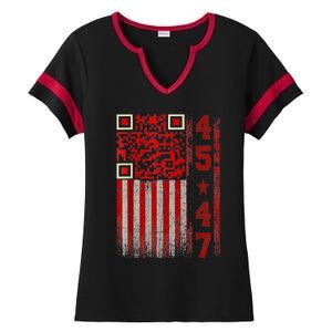 Funny Qr Scan Me President Trump 45/47 Trump Dancing Code Ladies Halftime Notch Neck Tee