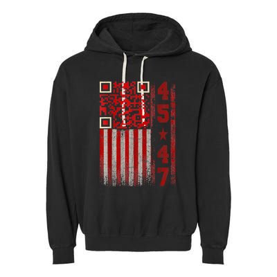 Funny Qr Scan Me President Trump 45/47 Trump Dancing Code Garment-Dyed Fleece Hoodie