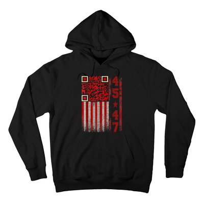 Funny Qr Scan Me President Trump 45/47 Trump Dancing Code Hoodie