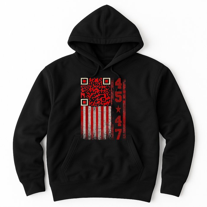 Funny Qr Scan Me President Trump 45/47 Trump Dancing Code Hoodie