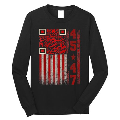 Funny Qr Scan Me President Trump 45/47 Trump Dancing Code Long Sleeve Shirt