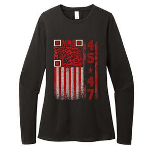 Funny Qr Scan Me President Trump 45/47 Trump Dancing Code Womens CVC Long Sleeve Shirt