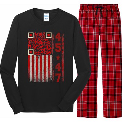 Funny Qr Scan Me President Trump 45/47 Trump Dancing Code Long Sleeve Pajama Set