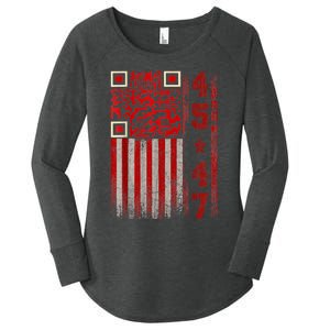 Funny Qr Scan Me President Trump 45/47 Trump Dancing Code Women's Perfect Tri Tunic Long Sleeve Shirt