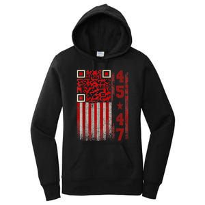 Funny Qr Scan Me President Trump 45/47 Trump Dancing Code Women's Pullover Hoodie