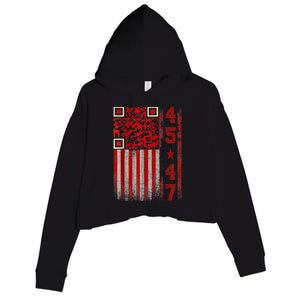 Funny Qr Scan Me President Trump 45/47 Trump Dancing Code Crop Fleece Hoodie