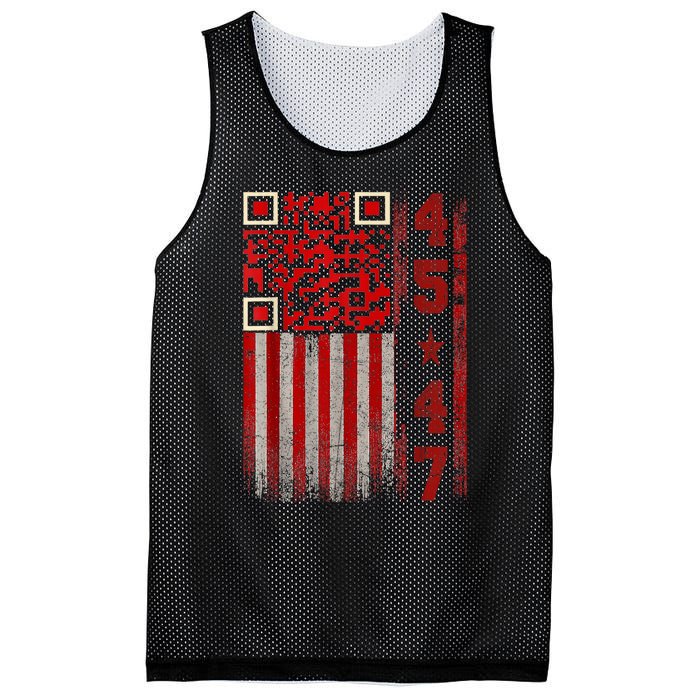 Funny Qr Scan Me President Trump 45/47 Trump Dancing Code Mesh Reversible Basketball Jersey Tank