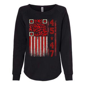 Funny Qr Scan Me President Trump 45/47 Trump Dancing Code Womens California Wash Sweatshirt