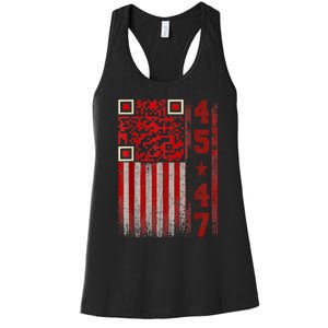 Funny Qr Scan Me President Trump 45/47 Trump Dancing Code Women's Racerback Tank