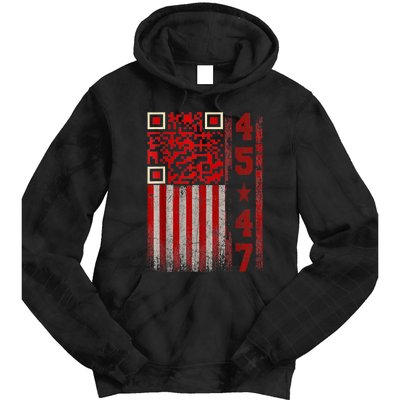 Funny Qr Scan Me President Trump 45/47 Trump Dancing Code Tie Dye Hoodie