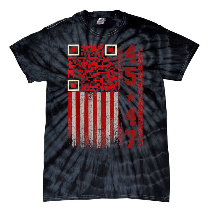 Funny Qr Scan Me President Trump 45/47 Trump Dancing Code Tie-Dye T-Shirt