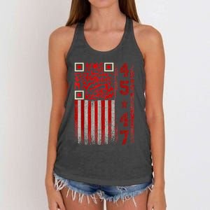 Funny Qr Scan Me President Trump 45/47 Trump Dancing Code Women's Knotted Racerback Tank