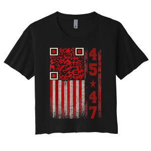 Funny Qr Scan Me President Trump 45/47 Trump Dancing Code Women's Crop Top Tee