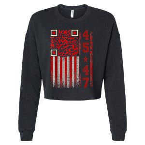 Funny Qr Scan Me President Trump 45/47 Trump Dancing Code Cropped Pullover Crew