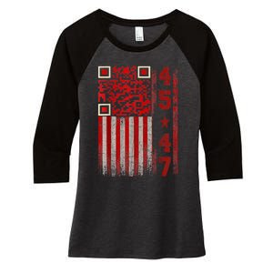 Funny Qr Scan Me President Trump 45/47 Trump Dancing Code Women's Tri-Blend 3/4-Sleeve Raglan Shirt