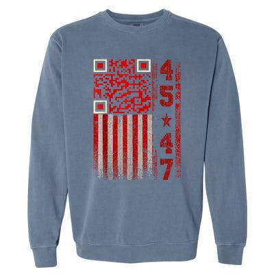 Funny Qr Scan Me President Trump 45/47 Trump Dancing Code Garment-Dyed Sweatshirt