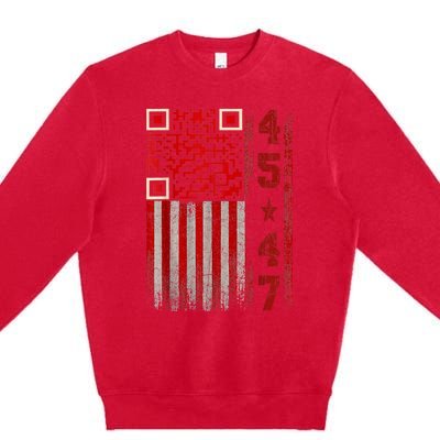 Funny Qr Scan Me President Trump 45/47 Trump Dancing Code Premium Crewneck Sweatshirt