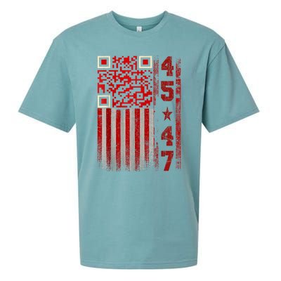 Funny Qr Scan Me President Trump 45/47 Trump Dancing Code Sueded Cloud Jersey T-Shirt