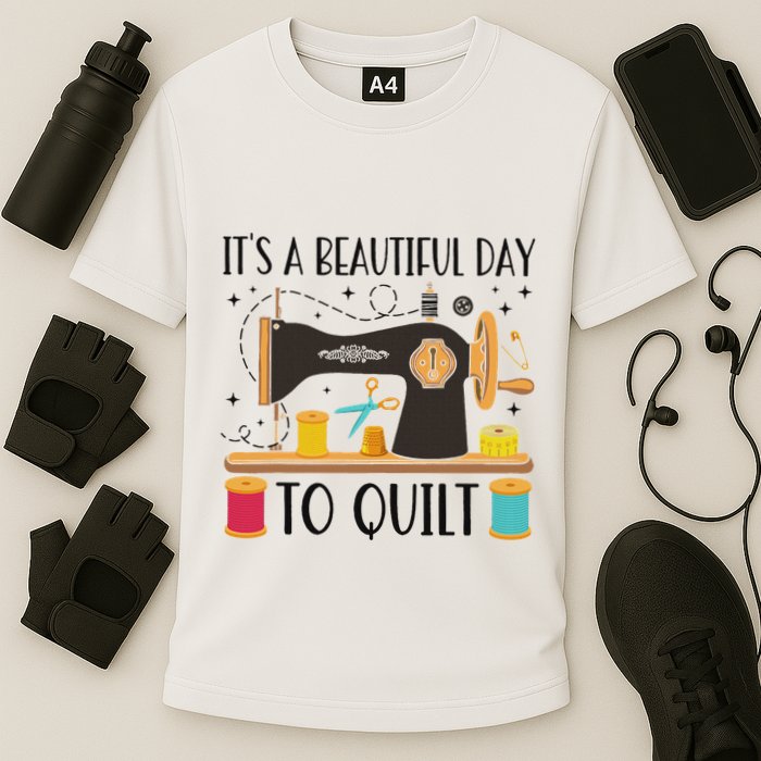 Funny Quilting Sewing For Fabric Quilt Quilter Cooling Performance Crew T-Shirt