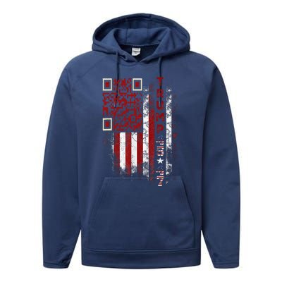 Funny Qr Scan Me President Trump 4547 Trump Dancing Code Performance Fleece Hoodie