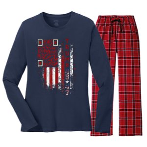 Funny Qr Scan Me President Trump 4547 Trump Dancing Code Women's Long Sleeve Flannel Pajama Set 