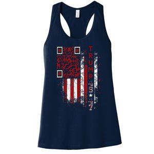 Funny Qr Scan Me President Trump 4547 Trump Dancing Code Women's Racerback Tank