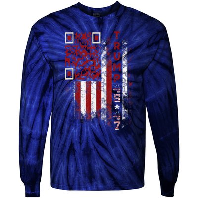 Funny Qr Scan Me President Trump 4547 Trump Dancing Code Tie-Dye Long Sleeve Shirt