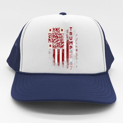 Funny Qr Scan Me President Trump 4547 Trump Dancing Code Trucker Hat