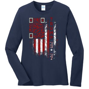 Funny Qr Scan Me President Trump 4547 Trump Dancing Code Ladies Long Sleeve Shirt