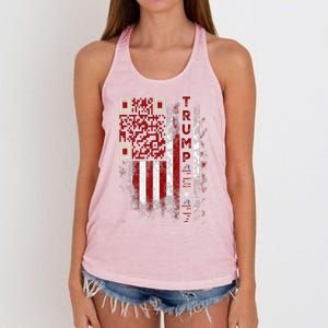 Funny Qr Scan Me President Trump 4547 Trump Dancing Code Women's Knotted Racerback Tank